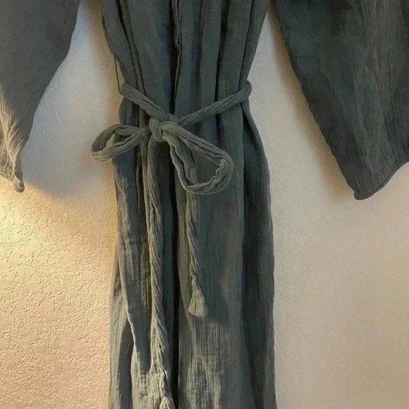 Loft Gauze Sage Green Tie Waist Shirt Dress Size S - Picture 6 of 11